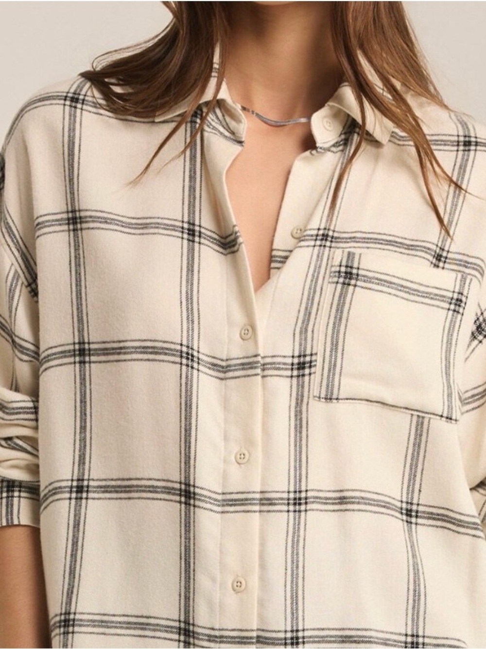 Z Supply Cream and Blue Soft Flannel